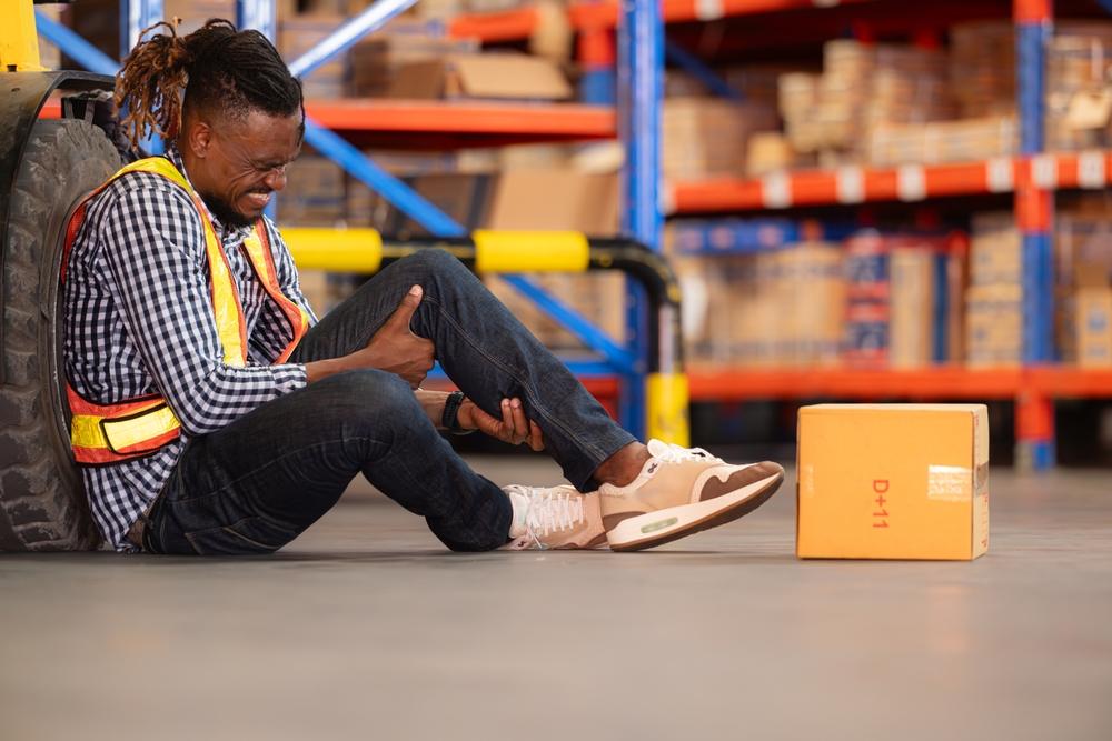 warehouse employee suffered a leg accident at work